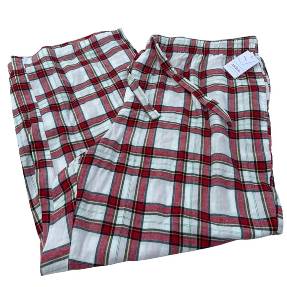 Auden Women’s Flannel Sleep Pants XXL Red Green Cream Plaid Pajama Bottoms NWT - Picture 1 of 12